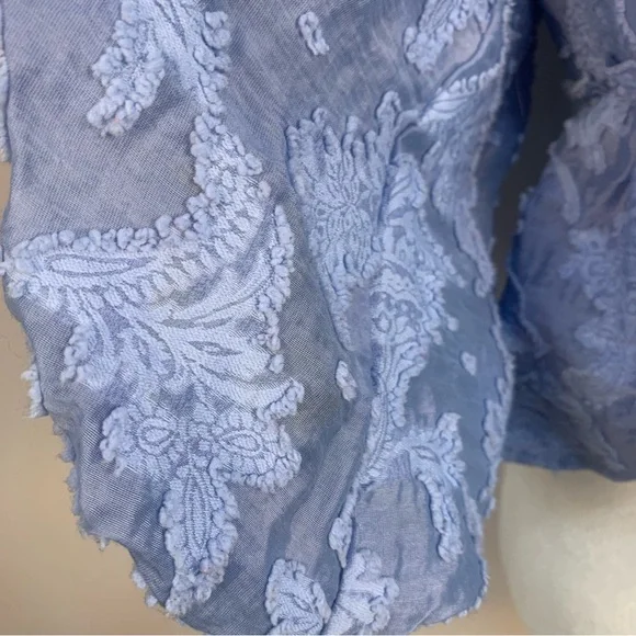 Free People Callie Balloon Sleeve Open Back Textured Blouse - Picture 11 of 16